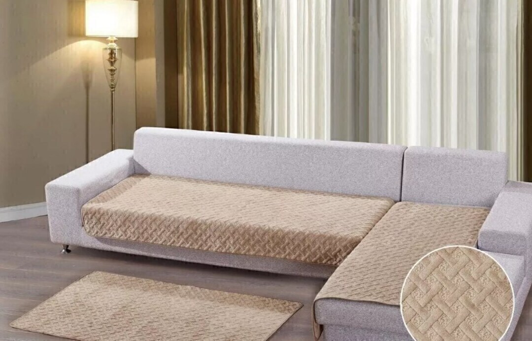 Комплект накидок на диван с оттоманкой 70*150-2шт+70*210 мех стрижка СД (арт.94/041)