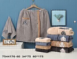 Полотенце-Сауна мужская 7544176  микрофибра 7Я<80*175+34*75>