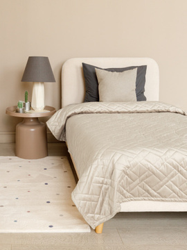 Покрывало стеганое велюровое ADRIA Decor Magic, MONO, IVORY<MONO, 135*230, односпальное, IVORY>