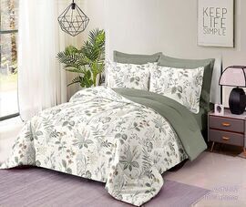 КПБ  поплин Оливковая коллекция с простыней на резинке (90*200*25) Реноме<УУ 2502> 