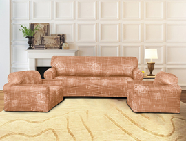 Набор чехлов на 3х местный диван +2 кресла Каприз стрейч Марианна<Светло-коричневый 30%>