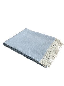 Плед Валенсия с бахромой Влади, белый-голубой, BOUCLE REPS <9050198 BOUCLE REPS, 140*200, белый-голубой, 1.5 спальные>