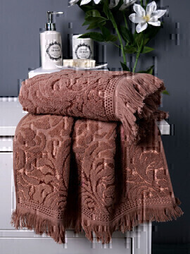 Полотенце махровое Камеллиа с бахромой Сафия Хоум, 1104 коричневый 