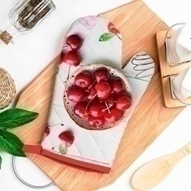 Рукавичка стеганая 26*18 хлопок Бояртекс (Интер) М<Вишневое настроение>