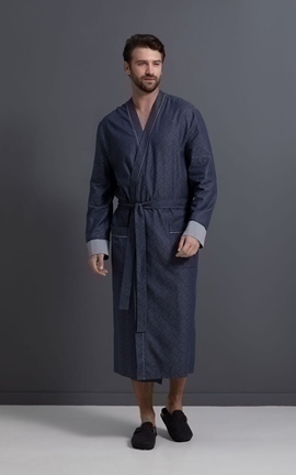 Халат мужской 55370 Лаете/Laete<СКИДКА M(46), темно-синий скидка 60%> (арт.55370)