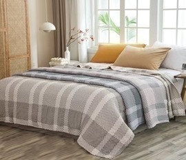 Покрывало хлопковое 46..251 7Я, 4608251, серо-розовый