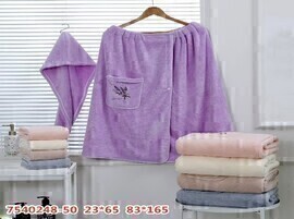 Полотенце-Сауна женская 7540248 микрофибра 7Я<83*165+23*65 чалма>