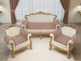 Набор для мебели Грета Люкс (накидки - диван 90*210-1шт+ кресло 90*190-2шт) Марианна<89 молочный шоколад>